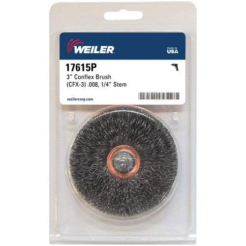 3″ Stem-Mounted Crimped Wire Wheel, .008″ Steel Fill, 1/4″ Stem, Retail Pack - All Tool & Supply