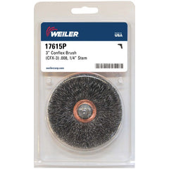 3″ Stem-Mounted Crimped Wire Wheel, .008″ Steel Fill, 1/4″ Stem, Retail Pack - All Tool & Supply