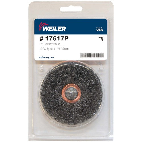 3″ Stem-Mounted Crimped Wire Wheel, .014″ Steel Fill, 1/4″ Stem, Retail Pack - All Tool & Supply