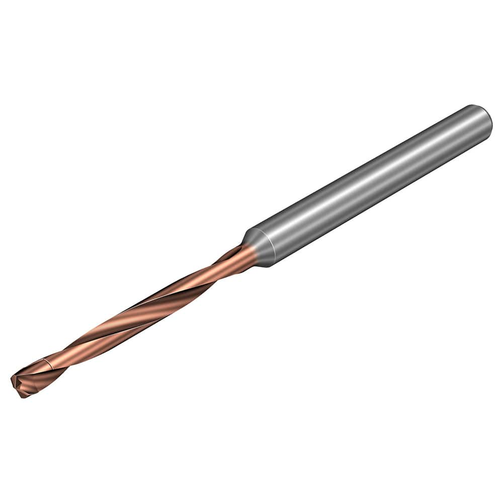 Micro Drill Bit: 0.0118″ Dia, 140 °, Solid Carbide TiALN Lite Finish, 1.4961″ OAL, RH Cut, Spiral Flute, Straight-Cylindrical Shank, Series CoroDrill 862