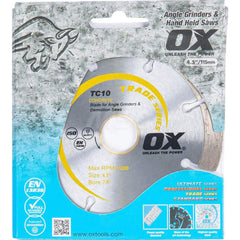 Wet & Dry Cut Saw Blade: 4-1/2″ Dia, 5/8 & 7/8″ Arbor Hole Use on Concrete & General Purpose, Standard Arbor