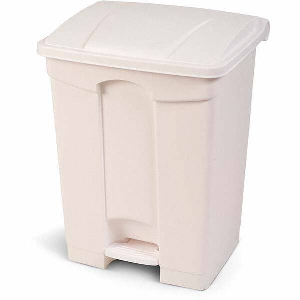 Toter - Biohazardous & Step-Open Trash Cans; Label: Unlabeled Trash Can ; Capacity (Gal.): 18 ; Shape: Rectangular ; Color/Finish: White ; Material: Polyethylene ; Height (Decimal Inch): 26.7700 - Exact Industrial Supply