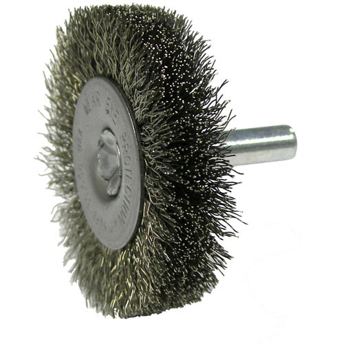 2″ Stem-Mounted Crimped Wire Radial Wheel, .006″ Steel Fill, 1/4″ Stem - All Tool & Supply