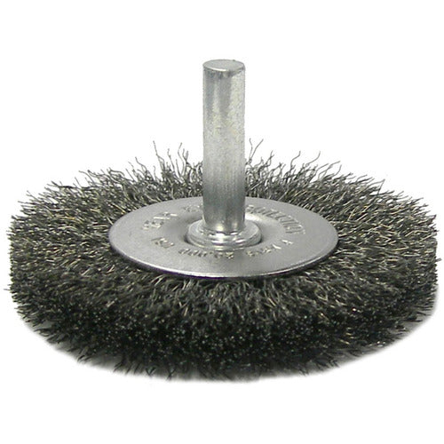 2-1/2″ Stem-Mounted Crimped Wire Radial Wheel, .008″ Steel Fill, 1/4″ Stem - All Tool & Supply