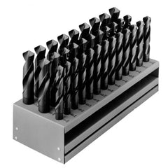 ‎1/2-1 RHS / RHC HSS 118 Degree Radial Point Silver & Deming Reduced Shank Drill Set - Steam Oxide - Exact Industrial Supply