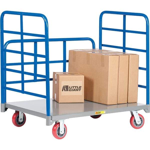 Little Giant - 3,600 Lb Capacity Steel Double End Rack Platform Truck - Steel Deck, 30" OAW, 60" Platform Length, Polyurethane Casters - All Tool & Supply