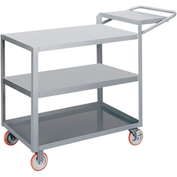 Little Giant - 1,200 Lb Capacity, 18" Wide x 32" Long x 35" High Order Picking Cart - 3 Shelf, Steel, 2 Rigid/2 Swivel Casters - All Tool & Supply