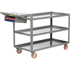 Little Giant - 1,200 Lb Capacity, 24" Wide x 36" Long x 35" High Order Picking Cart - 3 Shelf, Steel, 2 Rigid/2 Swivel Casters - All Tool & Supply