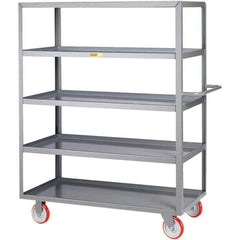 Little Giant - 1,200 Lb Capacity, 24" Wide x 48" Long x 62" High Service Cart - 5 Shelf, Steel, Polyurethane Casters - All Tool & Supply