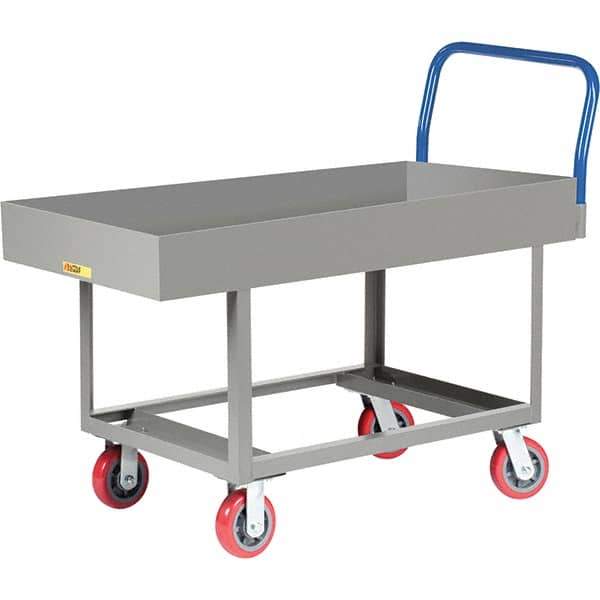 Little Giant - 2,000 Lb Capacity Steel Platform Truck - Steel Deck, 30" OAW, 61-1/2" Platform Length, Polyurethane Casters - All Tool & Supply