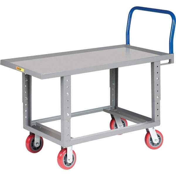 Little Giant - 2,000 Lb Capacity Steel Platform Truck - Steel Deck, 30" OAW, 61-1/2" Platform Length, Polyurethane Casters - All Tool & Supply