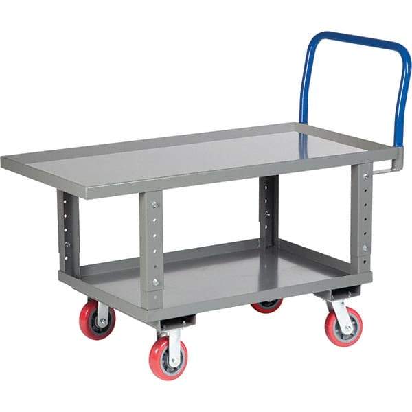 Little Giant - 2,000 Lb Capacity Steel Platform Truck - Steel Deck, 30" OAW, 61-1/2" Platform Length, Polyurethane Casters - All Tool & Supply