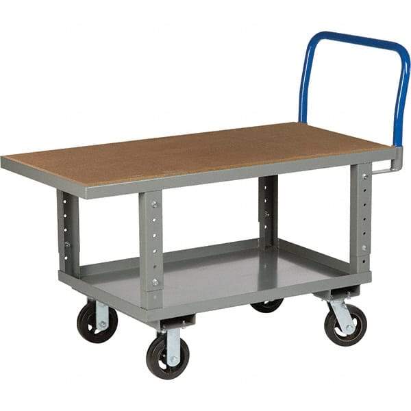 Little Giant - 2,000 Lb Capacity Steel Platform Truck - Steel Deck, 24" OAW, 49-1/2" Platform Length, Mold On Rubber Casters - All Tool & Supply