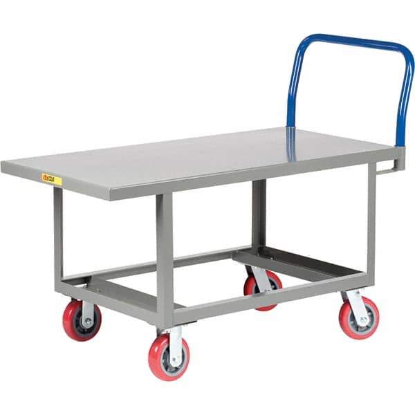 Little Giant - 2,000 Lb Capacity Steel Platform Truck - Steel Deck, 30" OAW, 49-1/2" Platform Length, Polyurethane Casters - All Tool & Supply