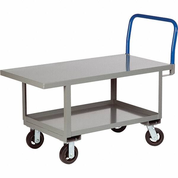 Little Giant - 2,000 Lb Capacity Steel Platform Truck - Steel Deck, 30" OAW, 60" Platform Length, Mold On Rubber Casters - All Tool & Supply