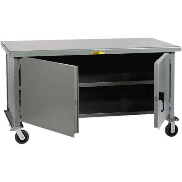 Little Giant - 1 Shelf Mobile Storage Cabinet - Steel, 72" Wide x 36" Deep x 37-1/2" High - All Tool & Supply