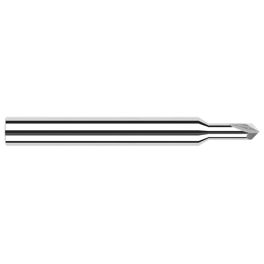 Chamfer Mill: 2 Flutes, Solid Carbide 2-1/2″ OAL, 1/8″ Shank Dia, Bright/Uncoated