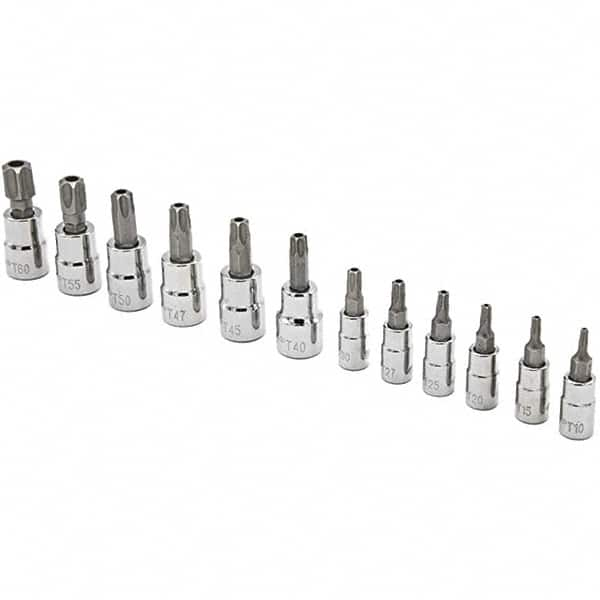 Torx Bit Socket Set: 12 Pc T10, T15, T20, T25, T27, T30 for 1/4 Drive, T40, T45, T47, T50, T55, T60 for 3/8 Drive