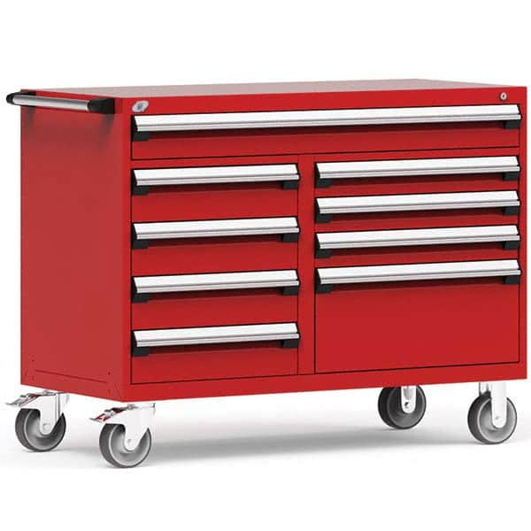 Steel Tool Roller Cabinet: 9 Drawers Flame Red