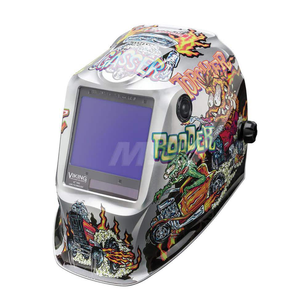 Welding Helmet: Silver, Nylon, Shade 5 to 13, Ratchet Adjustment