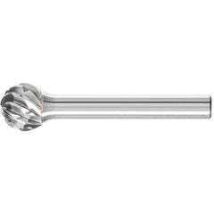 PFERD - SD-5, 1/2" Cut Diam, 1/4" Shank Diam, Carbide No End Cut Ball Burr - Exact Industrial Supply