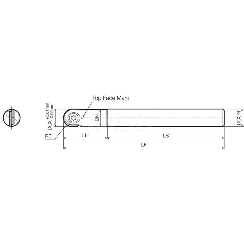 Indexable Ball Nose End Mills; Cutting Diameter (mm): 12.00; Maximum Depth of Cut (mm): 4.00; Shank Type: Straight Shank; Shank Diameter (mm): 12.0000; Toolholder Style: MRF; Number of Ball Nose Inserts Used on Toolholder: 1; Insert Style: RDFG12FR; Serie