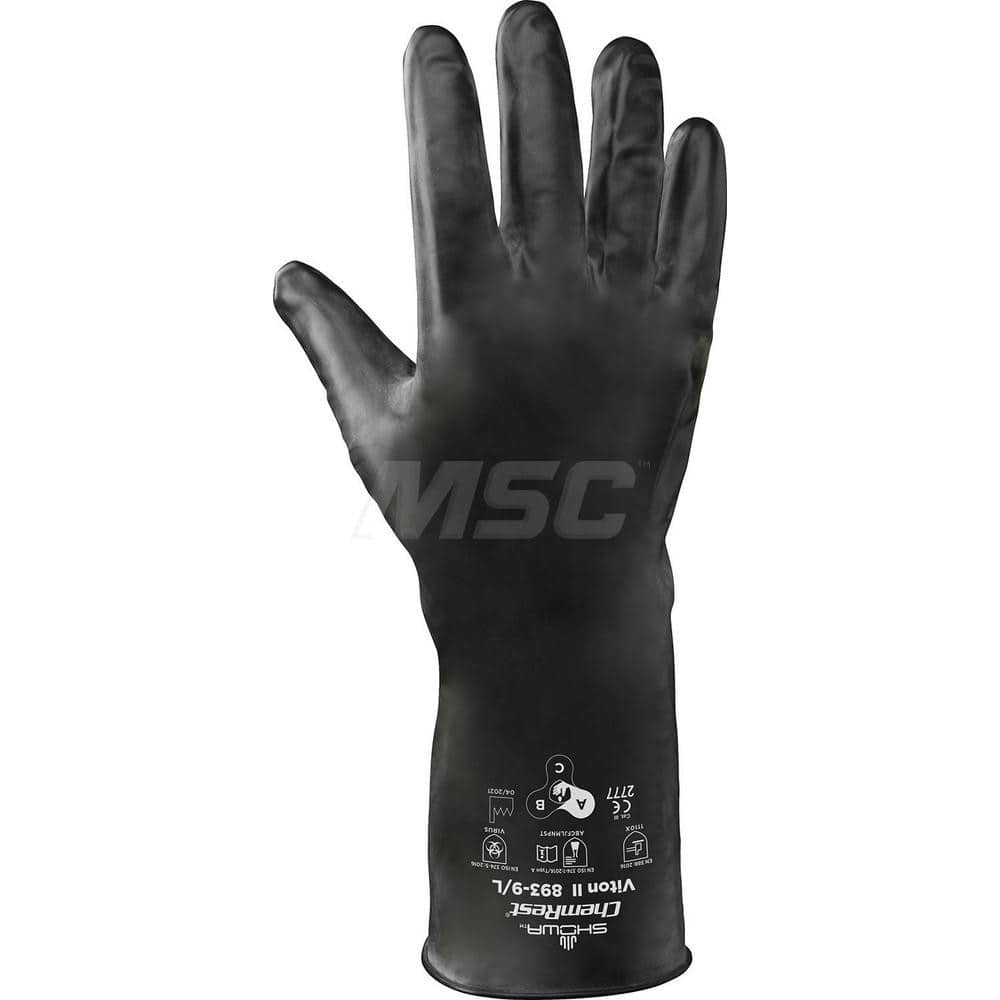 Chemical Resistant Gloves: Medium, 12″ Thick, Viton & Butyl-Coated, Viton & Butyl, Unsupported Black, 12'' OAL, Smooth, ANSI Cut A1, ANSI Abrasion 1, ANSI Puncture 0