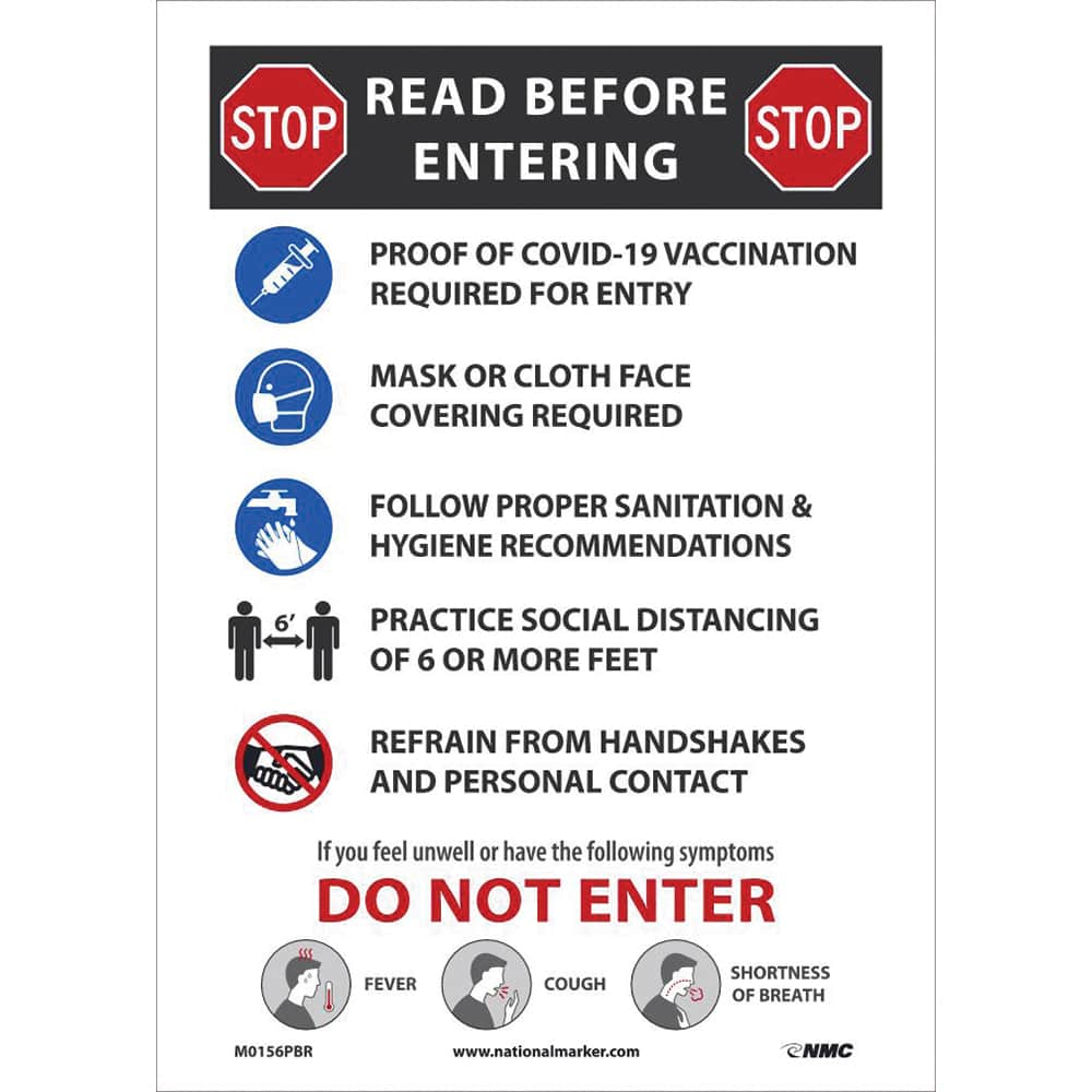 Sign: Rectangle, ″Read Before Entering″ Vinyl, 14″ High