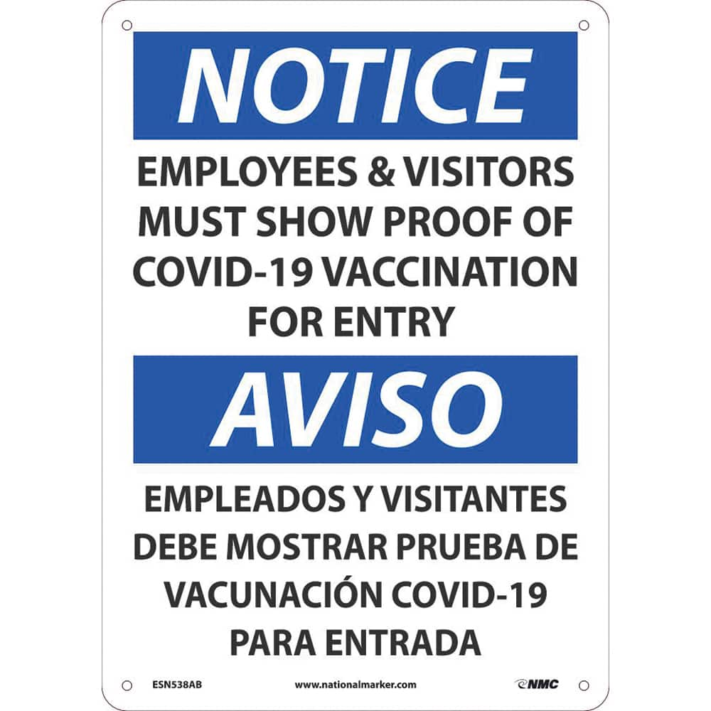 Sign: Rectangle, ″Show Proof of Vaccination″ Aluminum, 10″ High