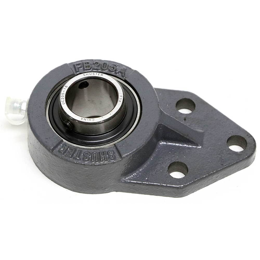 Shuster - UCFB204-12, 3/4" ID, 2-1/2" OAL x 104mm OAH, 3-Bolt Flange Mounted Bearing - Exact Industrial Supply