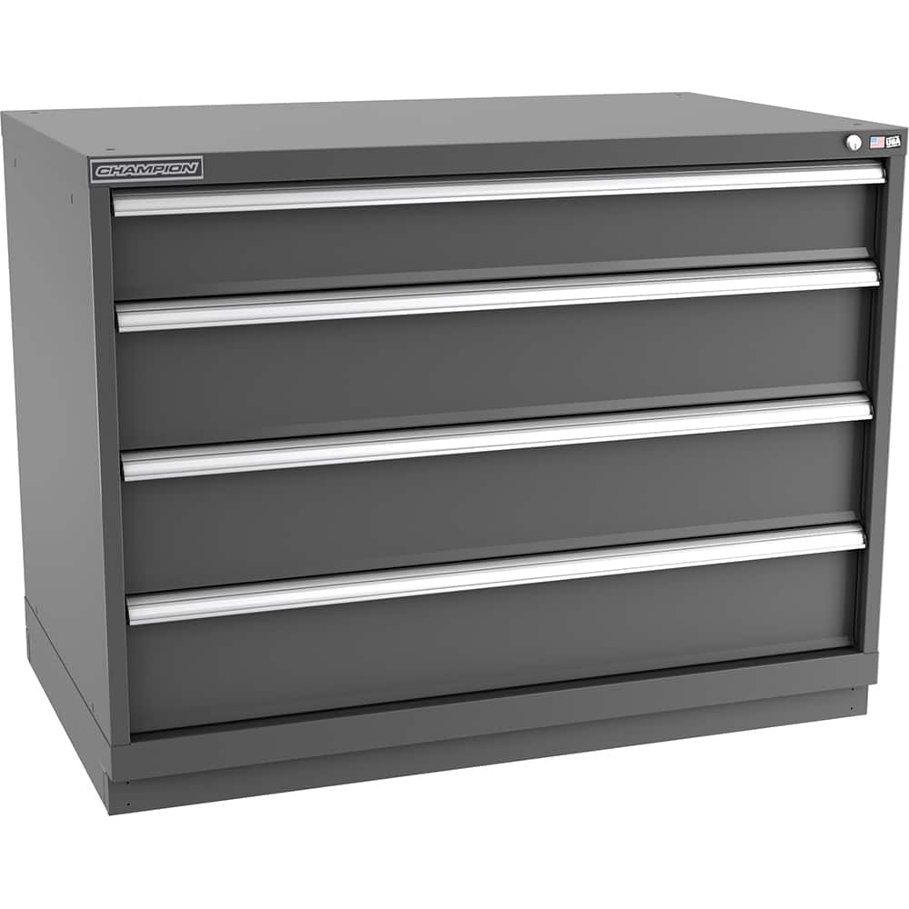 Champion Tool Storage - Modular Storage Cabinets; Type: Bench-Height Extra Width Drawer Cabinet ; Number of Drawers: 4.000 ; Height (Inch): 35-7/8 ; Width (Inch): 47 ; Depth (Inch): 28-1/2 ; Color: Dark Gray - Exact Industrial Supply