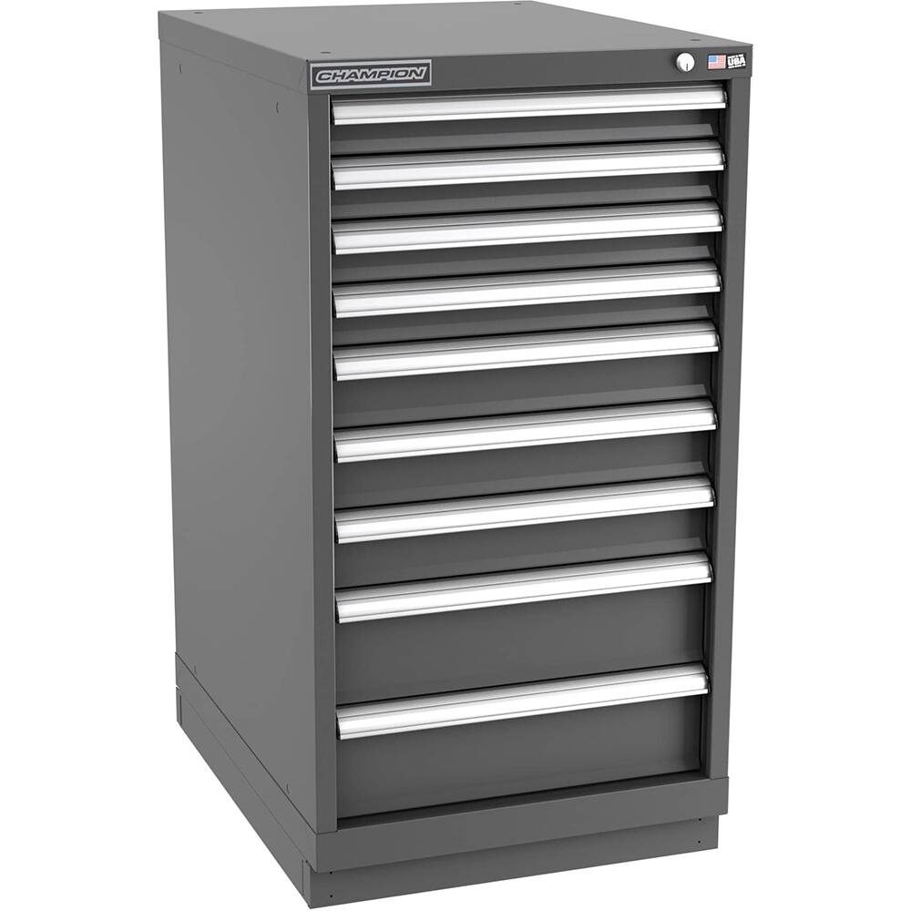 Champion Tool Storage - Modular Storage Cabinets; Type: Counter-Height Narrow Width Drawer Cabinet ; Number of Drawers: 9.000 ; Height (Inch): 41-3/4 ; Width (Inch): 22-3/16 ; Depth (Inch): 28-1/2 ; Color: Dark Gray - Exact Industrial Supply