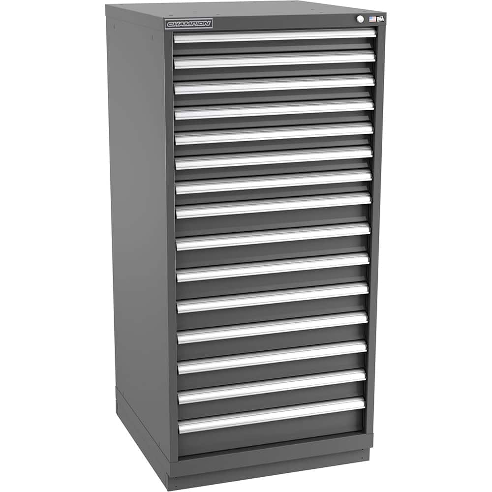 Champion Tool Storage - Modular Storage Cabinets; Type: Eye-Level Standard Width Drawer Cabinet ; Number of Drawers: 15.000 ; Height (Inch): 59-1/2 ; Width (Inch): 28-1/4 ; Depth (Inch): 28-1/2 ; Color: Dark Gray - Exact Industrial Supply