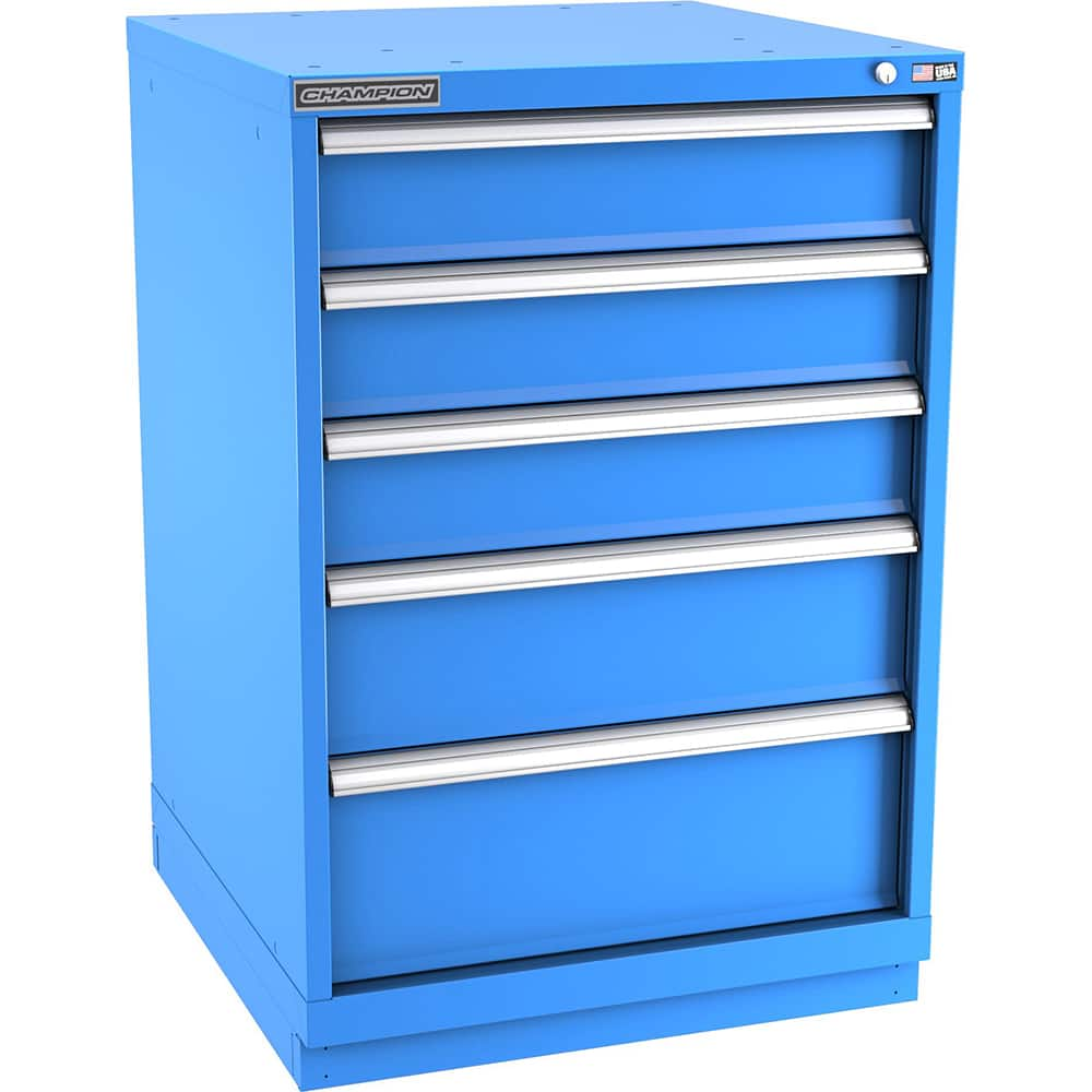 Champion Tool Storage - Modular Storage Cabinets; Type: Counter-Height Standard Width Drawer Cabinet ; Number of Drawers: 5.000 ; Height (Inch): 41-3/4 ; Width (Inch): 28-1/4 ; Depth (Inch): 28-1/2 ; Color: Bright Blue - Exact Industrial Supply