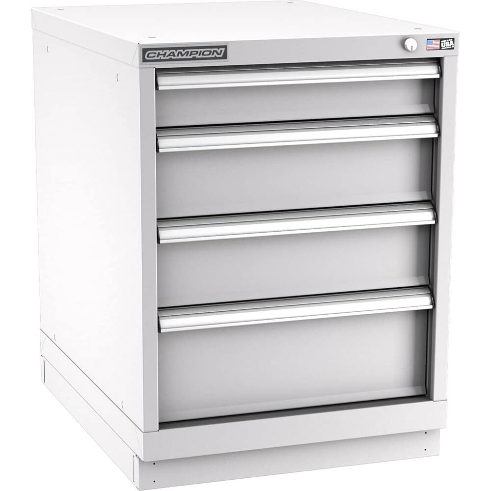 Champion Tool Storage - Modular Storage Cabinets; Type: Desk-Height Narrow Width Drawer Cabinet ; Number of Drawers: 4.000 ; Height (Inch): 29-7/8 ; Width (Inch): 22-3/16 ; Depth (Inch): 28-1/2 ; Color: Light Gray - Exact Industrial Supply