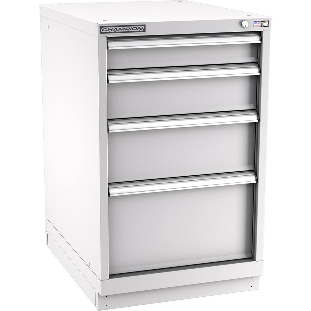 Champion Tool Storage - Modular Storage Cabinets; Type: Bench-Height Narrow Width Drawer Cabinet ; Number of Drawers: 4.000 ; Height (Inch): 35-7/8 ; Width (Inch): 22-3/16 ; Depth (Inch): 28-1/2 ; Color: Light Gray - Exact Industrial Supply