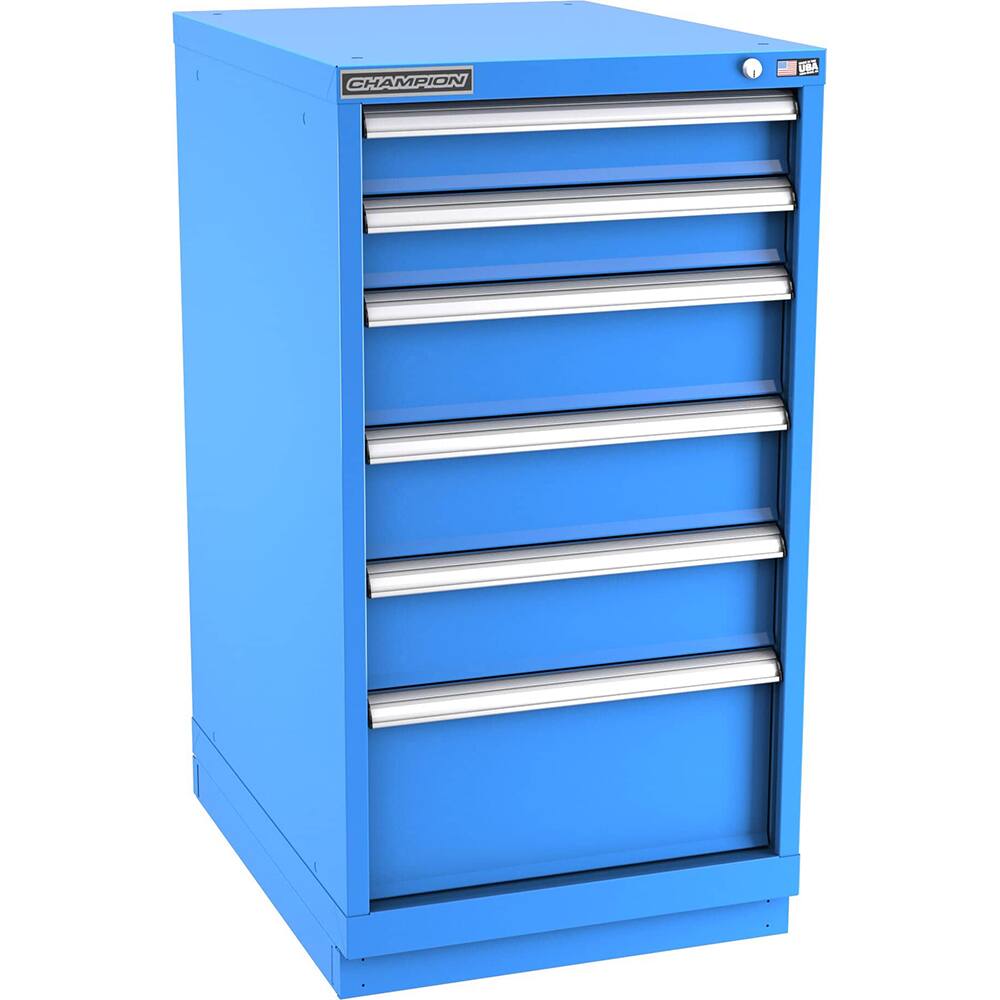 Champion Tool Storage - Modular Storage Cabinets; Type: Counter-Height Narrow Width Drawer Cabinet ; Number of Drawers: 6.000 ; Height (Inch): 41-3/4 ; Width (Inch): 22-3/16 ; Depth (Inch): 28-1/2 ; Color: Bright Blue - Exact Industrial Supply