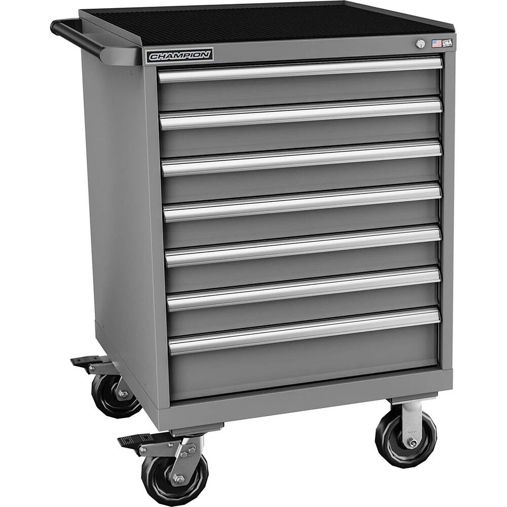 Champion Tool Storage - Mobile Work Centers; Type: Standard Depth Retainer Top Cabinet ; Load Capacity (Lb.): 440.000 ; Number of Drawers: 7 ; Width (Inch): 28-1/4 ; Depth (Inch): 28-1/2 ; Height (Inch): 43-1/4 - Exact Industrial Supply