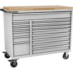 Champion Tool Storage - Mobile Work Centers; Type: Standard Depth Butcher Block Top Cabinet ; Load Capacity (Lb.): 440.000 ; Number of Drawers: 13 ; Width (Inch): 56-1/2 ; Depth (Inch): 28-1/2 ; Height (Inch): 39-3/8 - Exact Industrial Supply