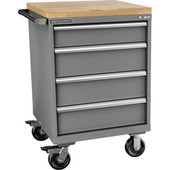 Champion Tool Storage - Mobile Work Centers; Type: Standard Depth Butcher Block Top Cabinet ; Load Capacity (Lb.): 440.000 ; Number of Drawers: 4 ; Width (Inch): 28-1/4 ; Depth (Inch): 28-1/2 ; Height (Inch): 43-1/4 - Exact Industrial Supply