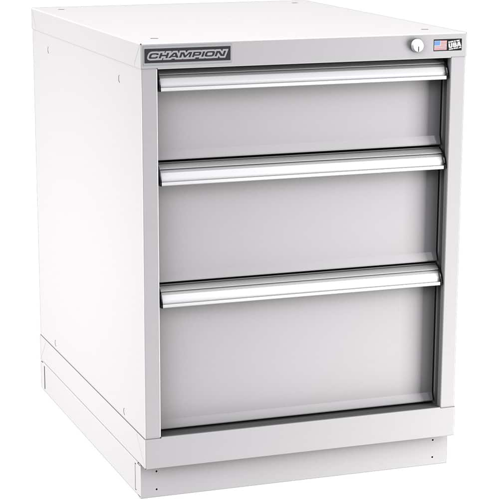 Champion Tool Storage - Modular Storage Cabinets; Type: Desk-Height Narrow Width Drawer Cabinet ; Number of Drawers: 3.000 ; Height (Inch): 29-7/8 ; Width (Inch): 22-3/16 ; Depth (Inch): 28-1/2 ; Color: Light Gray - Exact Industrial Supply