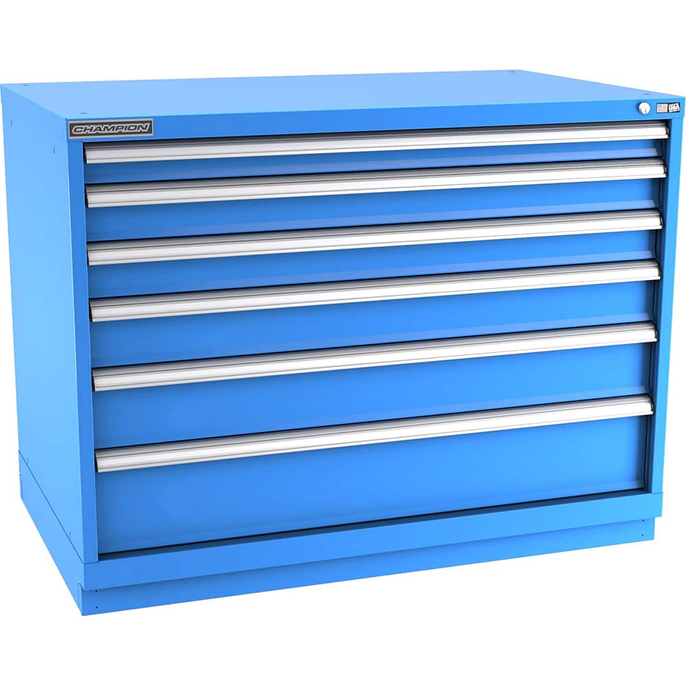 Champion Tool Storage - Modular Storage Cabinets; Type: Bench-Height Extra Width Drawer Cabinet ; Number of Drawers: 6.000 ; Height (Inch): 35-7/8 ; Width (Inch): 47 ; Depth (Inch): 28-1/2 ; Color: Bright Blue - Exact Industrial Supply