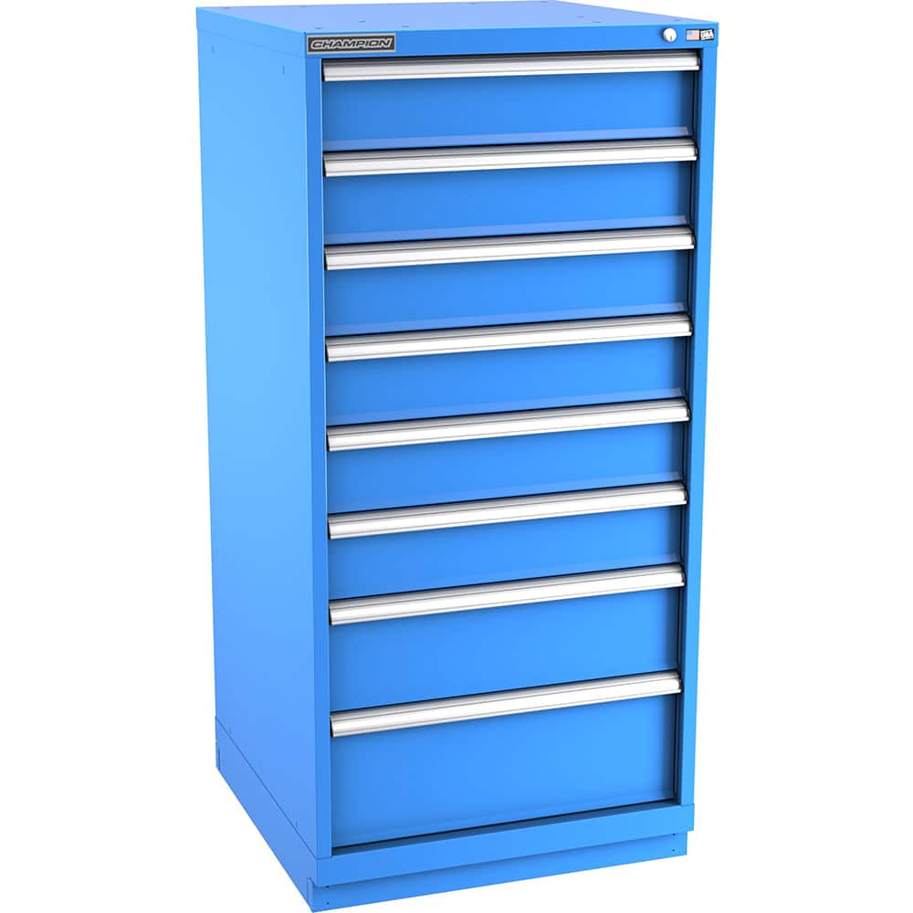 Champion Tool Storage - Modular Storage Cabinets; Type: Eye-Level Standard Width Drawer Cabinet ; Number of Drawers: 8.000 ; Height (Inch): 59-1/2 ; Width (Inch): 28-1/4 ; Depth (Inch): 28-1/2 ; Color: Bright Blue - Exact Industrial Supply