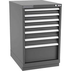 Champion Tool Storage - Modular Storage Cabinets; Type: Bench-Height Narrow Width Drawer Cabinet ; Number of Drawers: 7.000 ; Height (Inch): 35-7/8 ; Width (Inch): 22-3/16 ; Depth (Inch): 28-1/2 ; Color: Dark Gray - Exact Industrial Supply