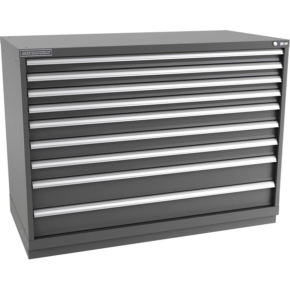 Champion Tool Storage - Modular Storage Cabinets; Type: Counter-Height Double Width Drawer Cabinet ; Number of Drawers: 9.000 ; Height (Inch): 41-3/4 ; Width (Inch): 56-1/2 ; Depth (Inch): 28-1/2 ; Color: Dark Gray - Exact Industrial Supply