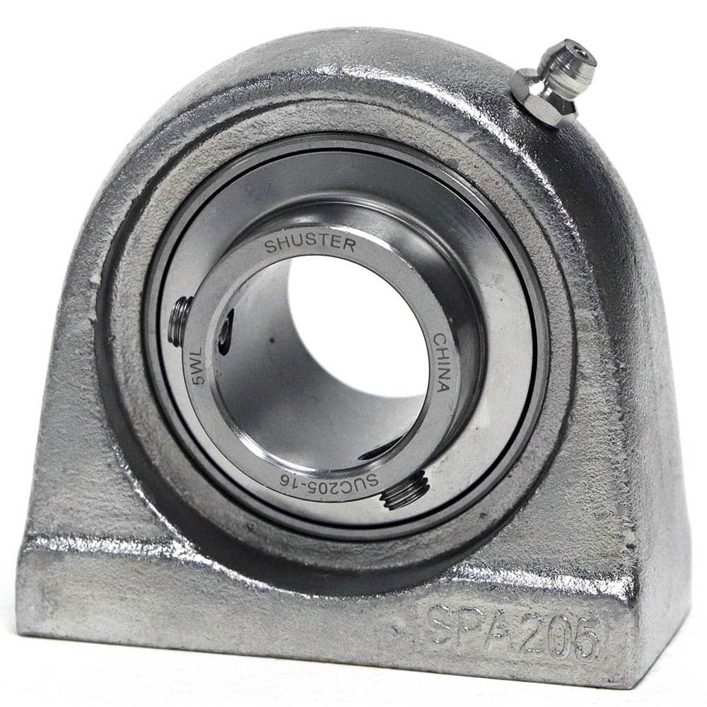 Shuster - SUCSPA205-16, 15/16" ID, 3" OAL x 71mm OAH x 1-1/2" Wide, Tap Base Pillow Block - Exact Industrial Supply