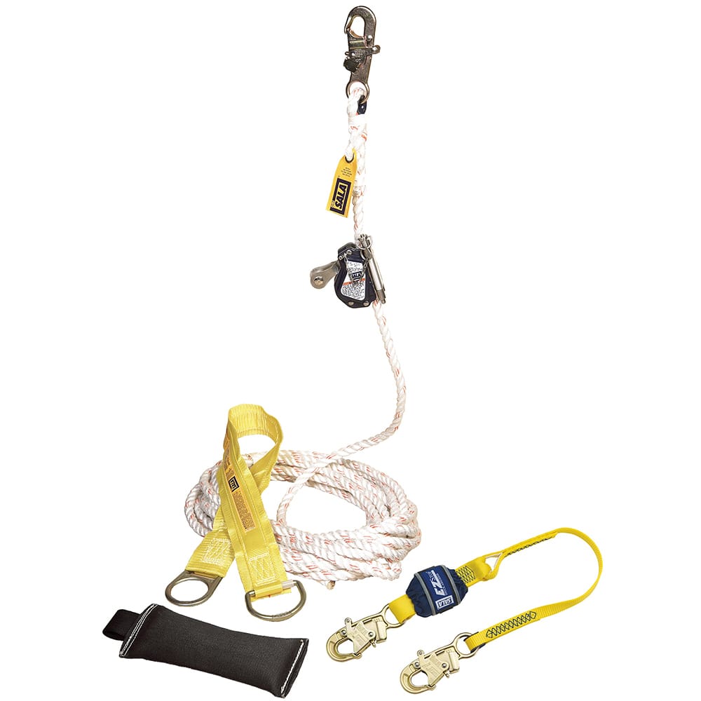 DBI/SALA - Fall Protection Kits; Size: 50 Ft. ; Capacity (Lb.): 310 ; Color: Yellow ; Material: Nylon ; Back D-Ring: No ; Front D-Ring: No - Exact Industrial Supply