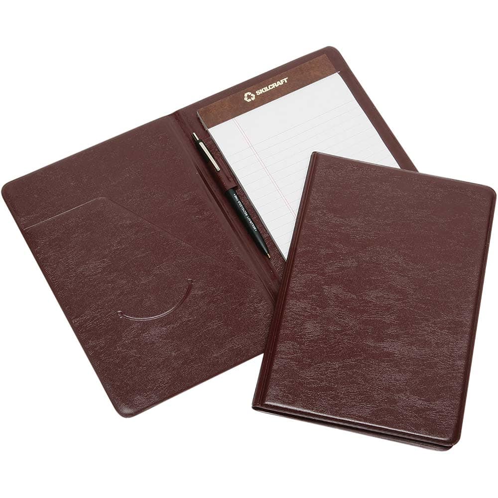 Ability One - Portfolios, Report Covers & Pocket Binders; Three Hole Report Cover Type: Pad Folio ; Width (Inch): 6 ; Length (Inch): 9 ; Color: Burgundy - Exact Industrial Supply