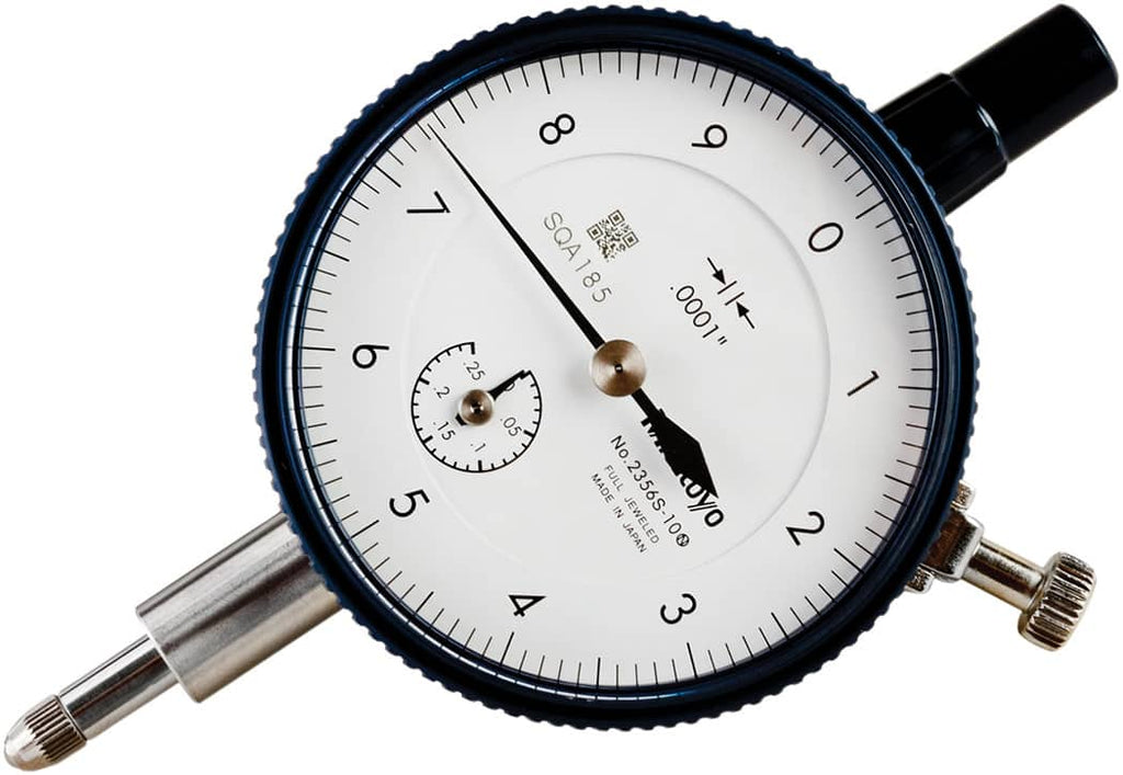 Mitutoyo - Dial Drop Indicators; Maximum Measurement (Decimal Inch): .25 ; Dial Graduation (Decimal Inch): 0.000100 ; Dial Reading: 0-10 ; Accuracy (Decimal Inch): 0.0001 ; Dial Color: White ; Minimum Measurement (Decimal Inch): 0.0001 - Exact Industrial Supply