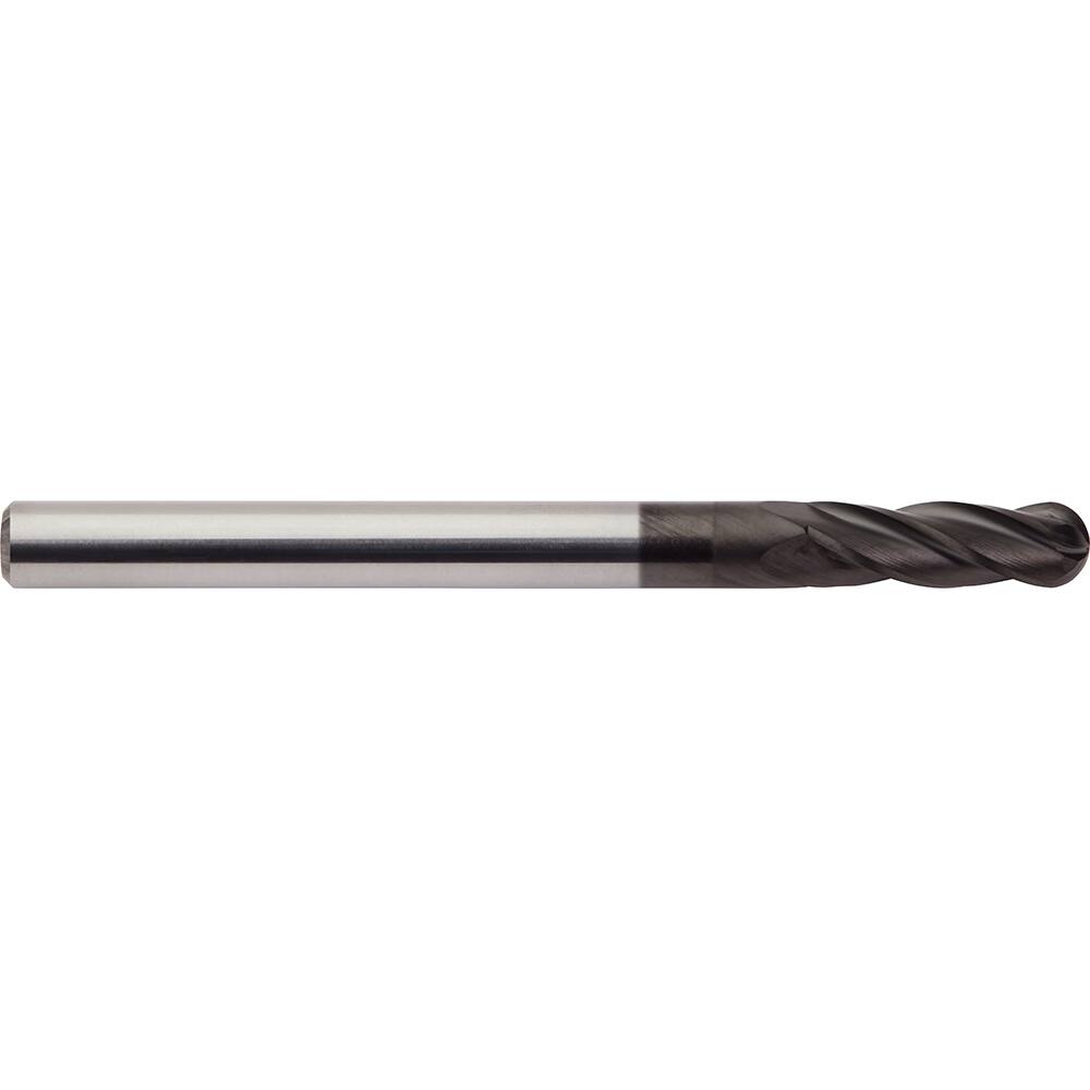 M.A. Ford - Ball End Mills; Mill Diameter (Inch): 1/8 ; Mill Diameter (Decimal Inch): 0.1250 ; Number of Flutes: 4 ; Length of Cut (Inch): 3/8 ; Length of Cut (Decimal Inch): 0.3750 ; Material: Solid Carbide - Exact Industrial Supply